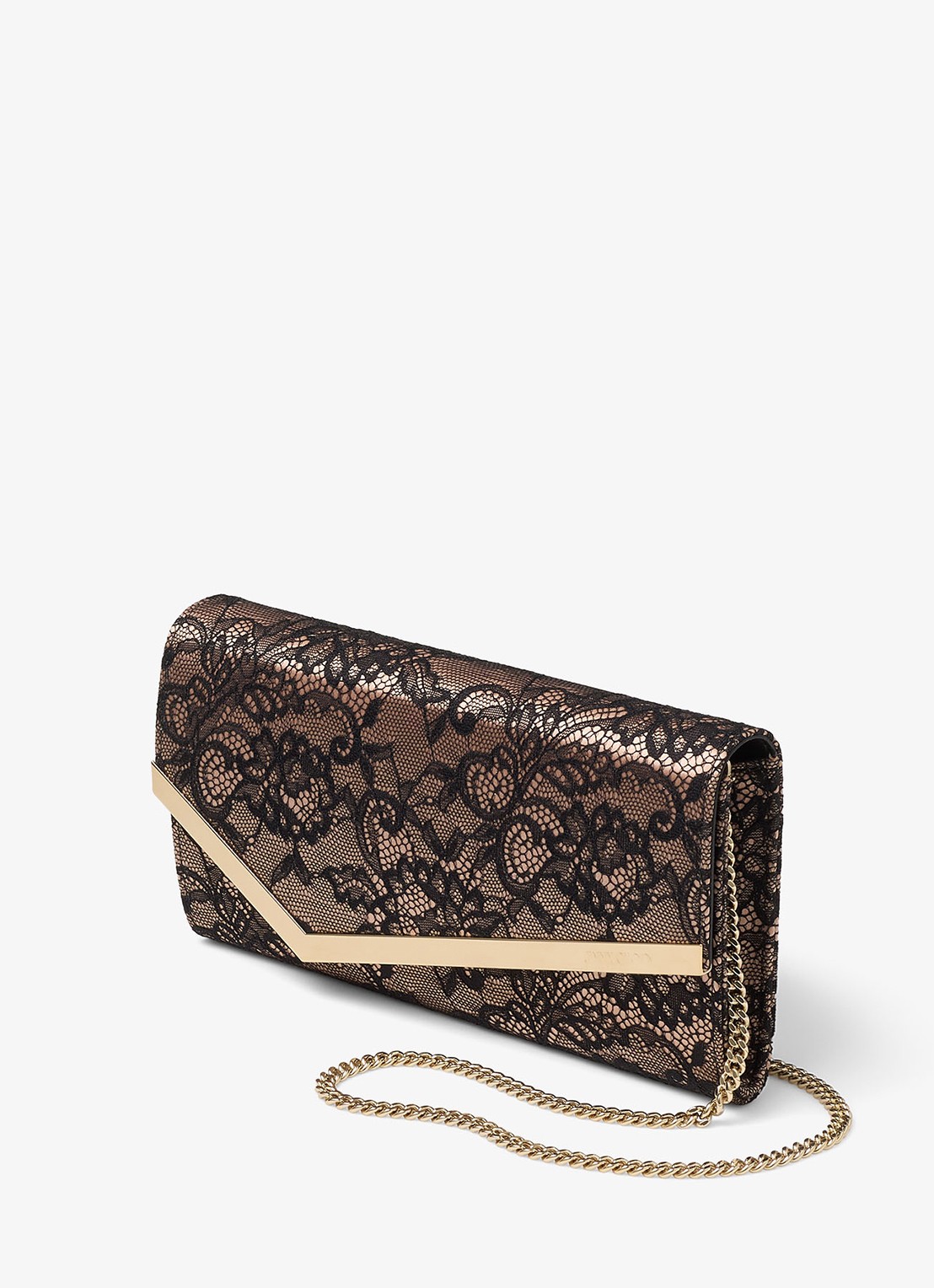 Jimmy Choo Emmie Mini clutch met kant en afneembare schouderriem - voorkant 5 zwart