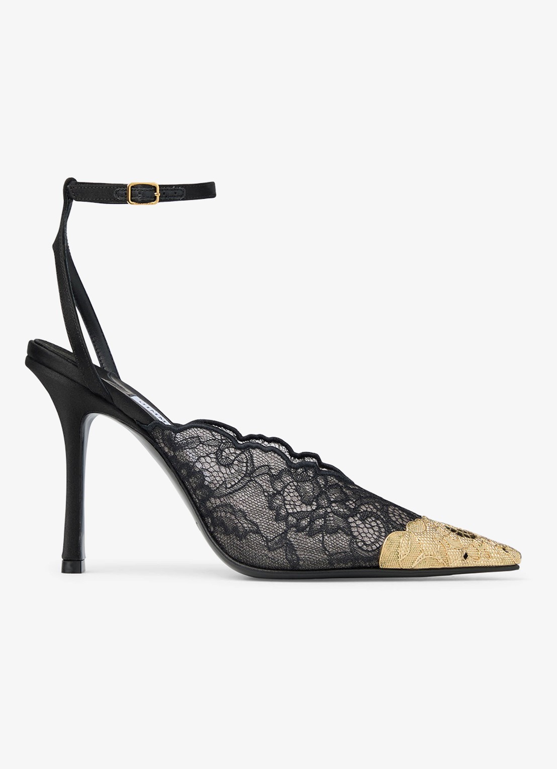 Jimmy Choo Faiz 100 sandalette van lamsleer met kant - voorkant 2 zwart
