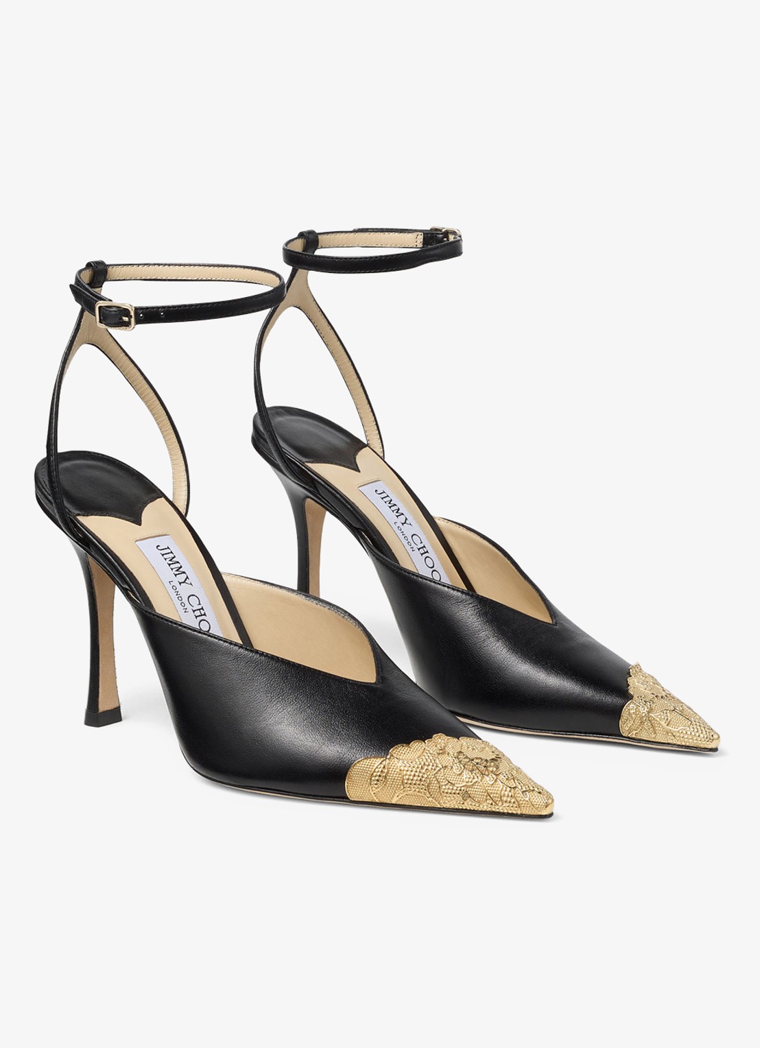Jimmy Choo Faiz 100 sandalette van leer - voorkant 5 zwart