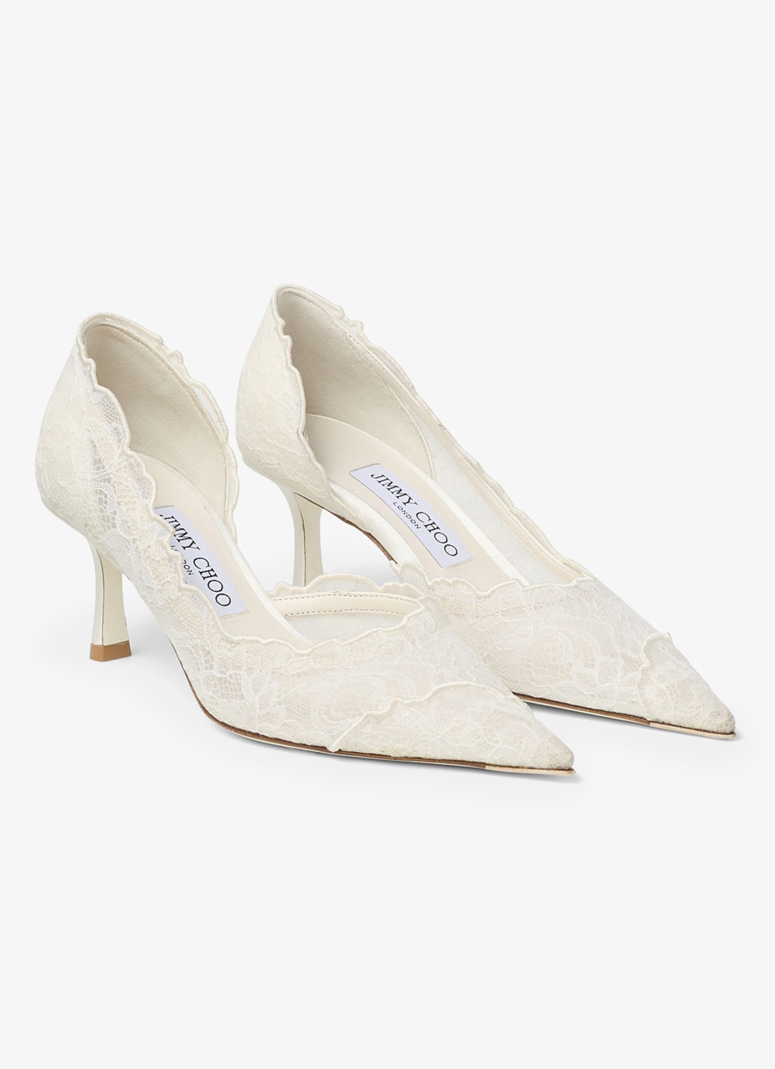 Jimmy Choo Faiz 65 pump van kant - voorkant 2 gebroken wit