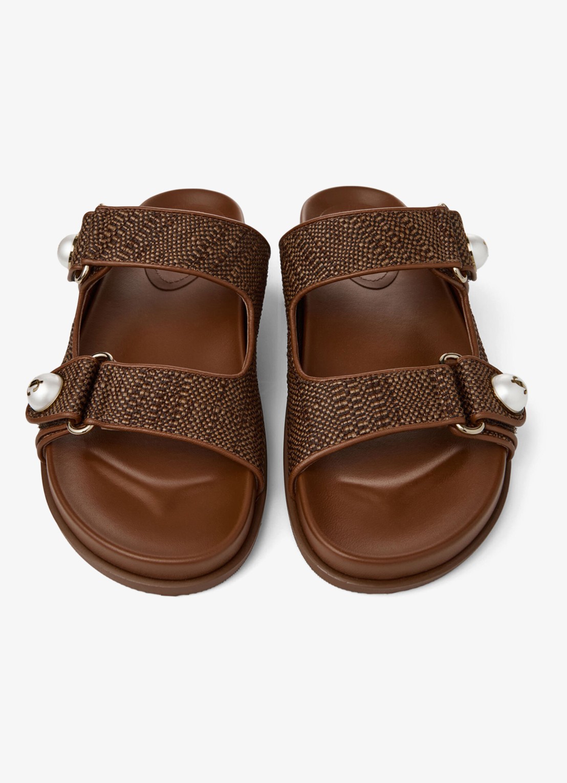 Jimmy Choo Fayence slipper van raffia met lamsleren details - detail 5 bruin