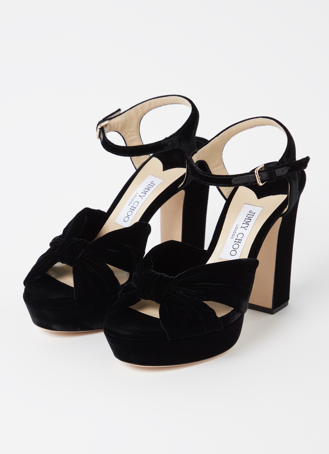 Jimmy Choo Heloise 120 sandalette van fluweel  - detail zwart