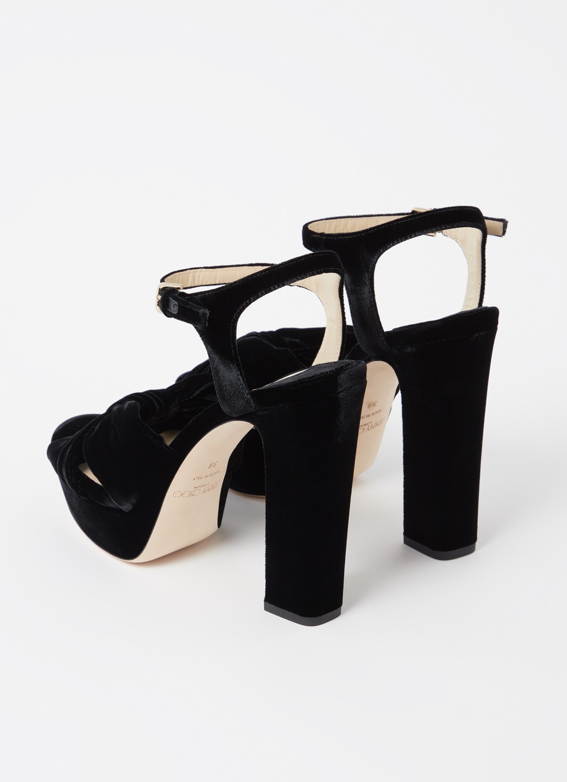 Jimmy Choo Heloise 120 sandalette van fluweel  - detail 2 zwart