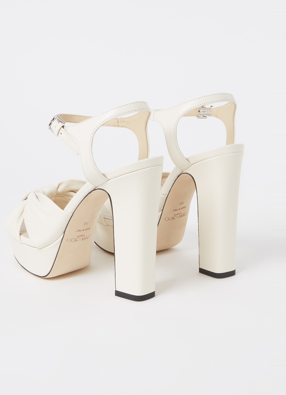 Jimmy Choo Heloise 120 sandalette van leer - detail 2 gebroken wit