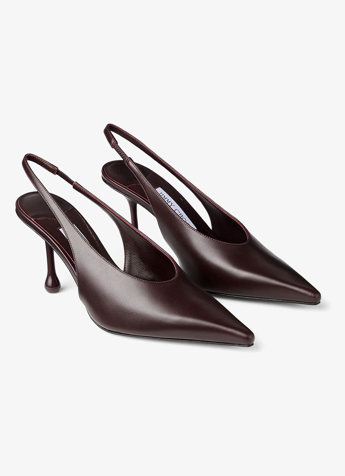 Jimmy Choo Isa 80 slingback van kalfsleer - voorkant 3 bordeauxrood