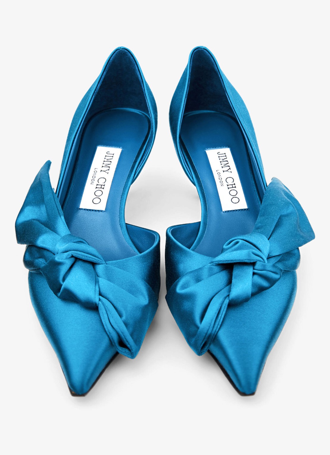 Jimmy Choo Issy 50 pump van satijn - detail 4 lagoon / blauw