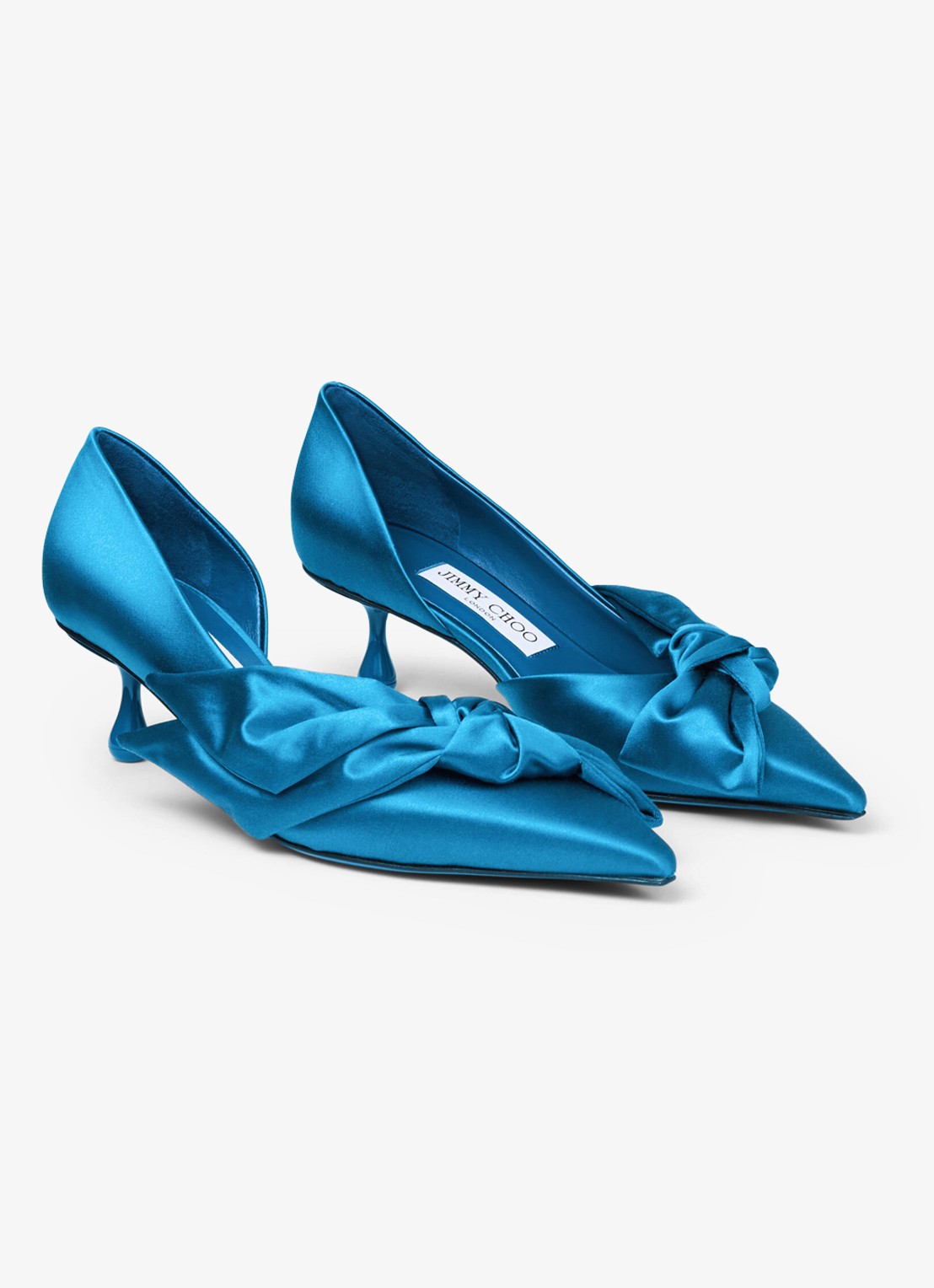 Jimmy Choo Issy 50 pump van satijn - voorkant 2 lagoon / blauw