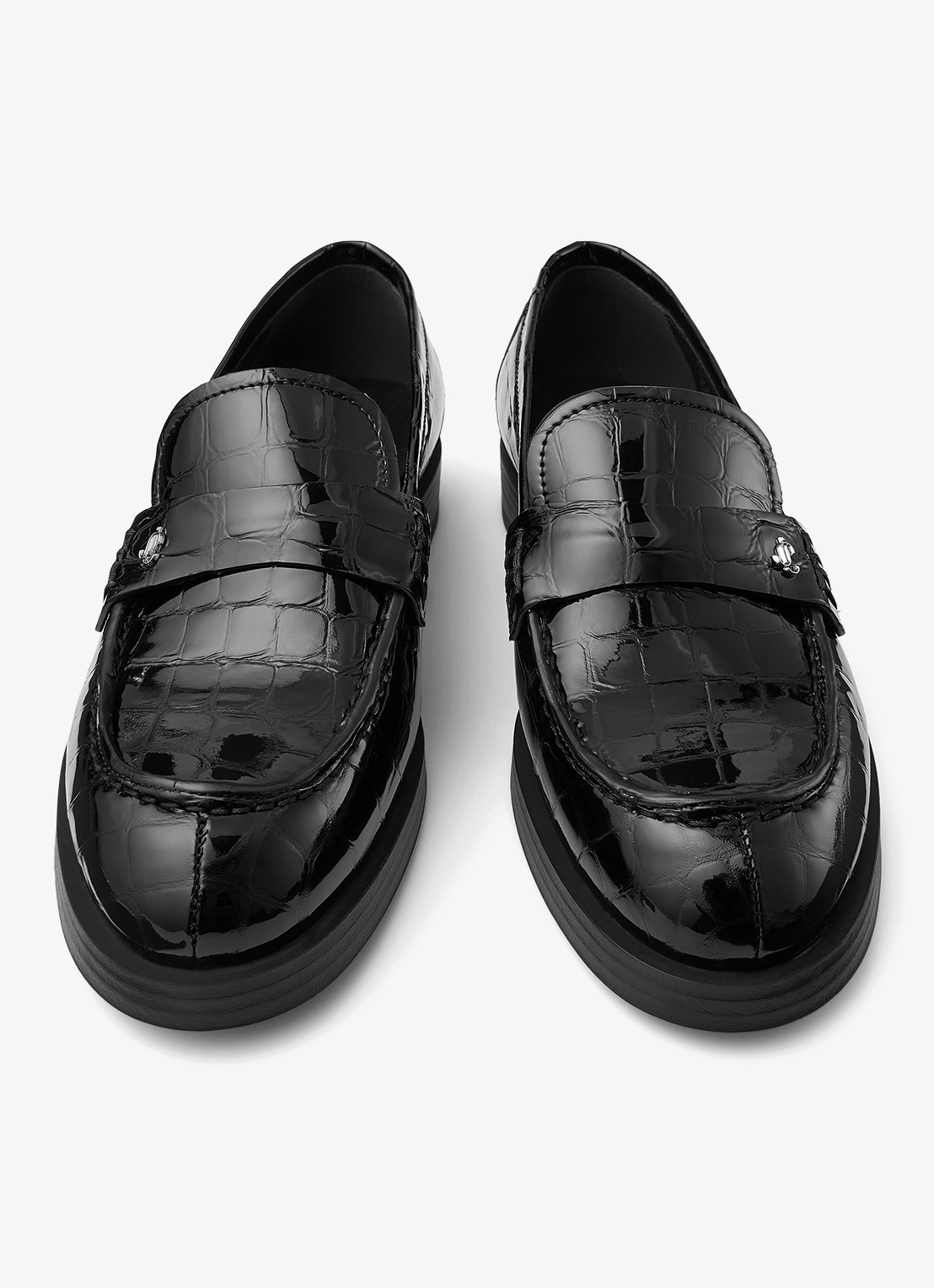 Jimmy Choo Ivy loafer van kalfsleer met crocostructuur - detail 4 zwart