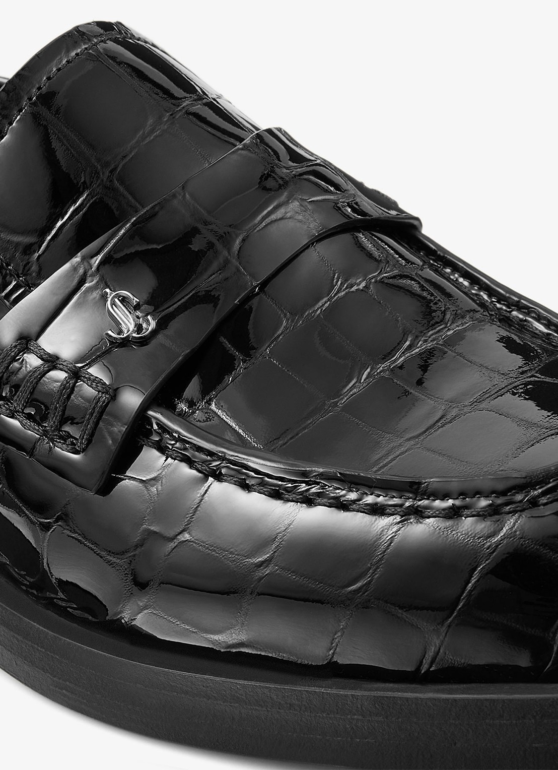 Jimmy Choo Ivy loafer van kalfsleer met crocostructuur - detail 5 zwart