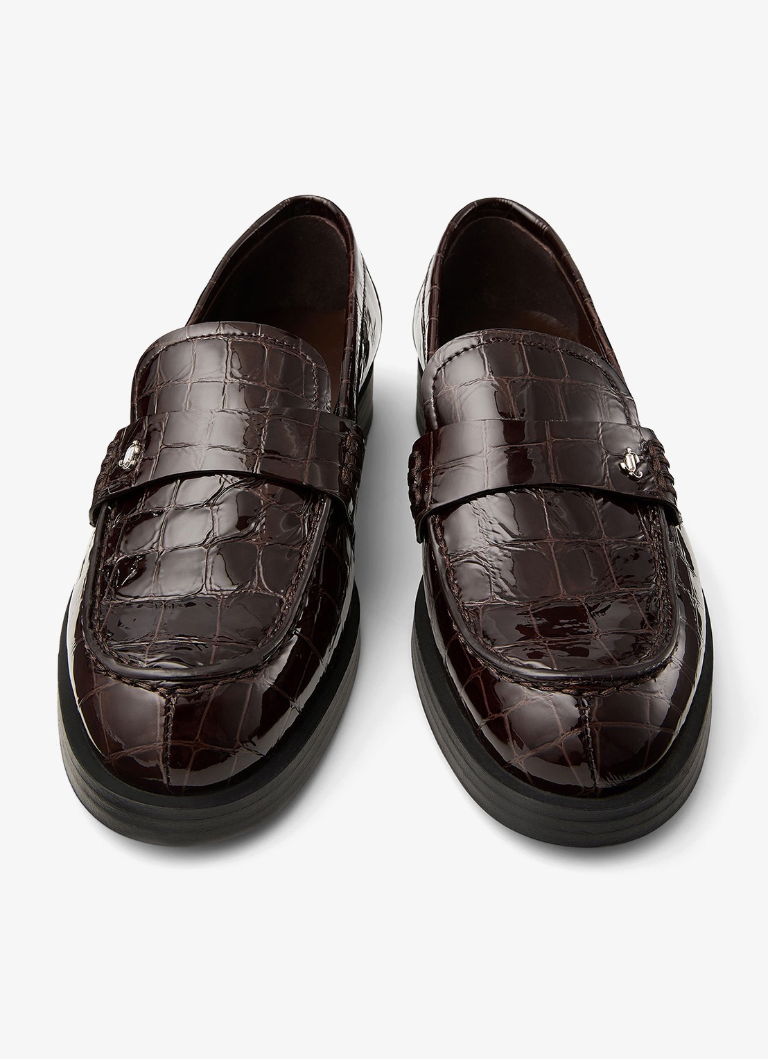 Jimmy Choo Ivy loafer van kalfsleer met crocostructuur - detail 2 donkerbruin