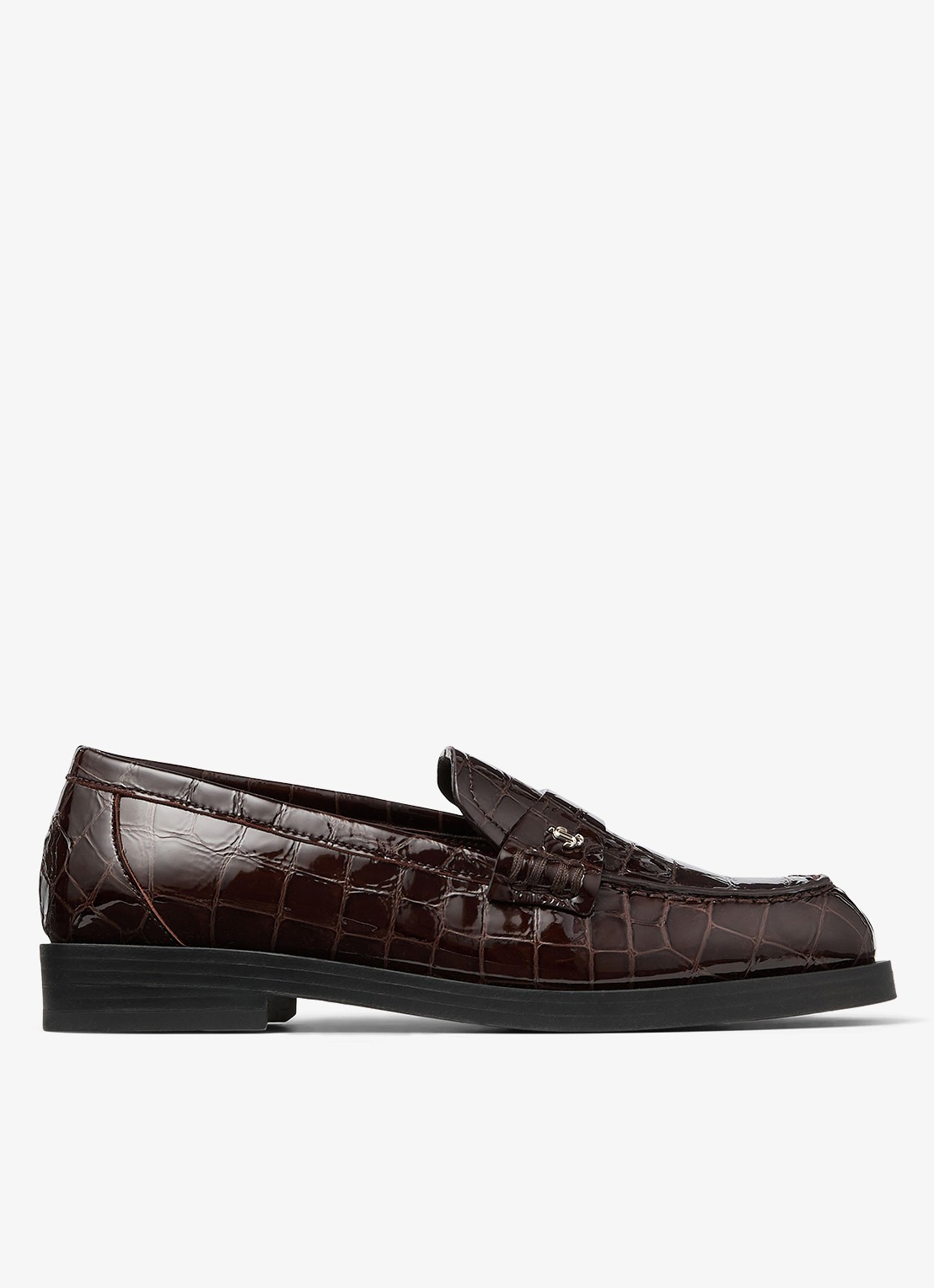 Jimmy Choo Ivy loafer van kalfsleer met crocostructuur - voorkant 4 donkerbruin