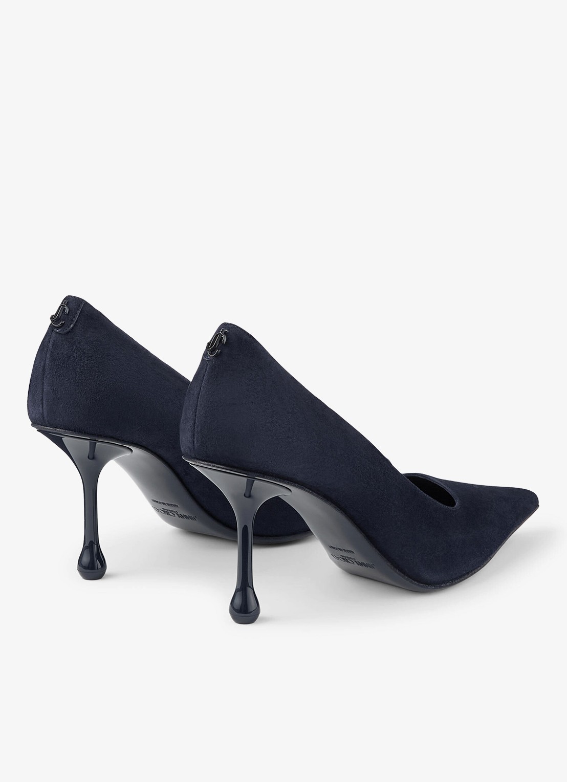 Jimmy Choo Ixia 80 pump van geitensuède - achterkant 3 donkerblauw