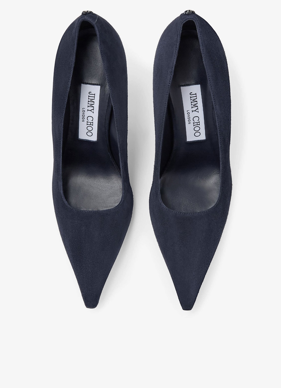 Jimmy Choo Ixia 80 pump van geitensuède - detail 4 donkerblauw