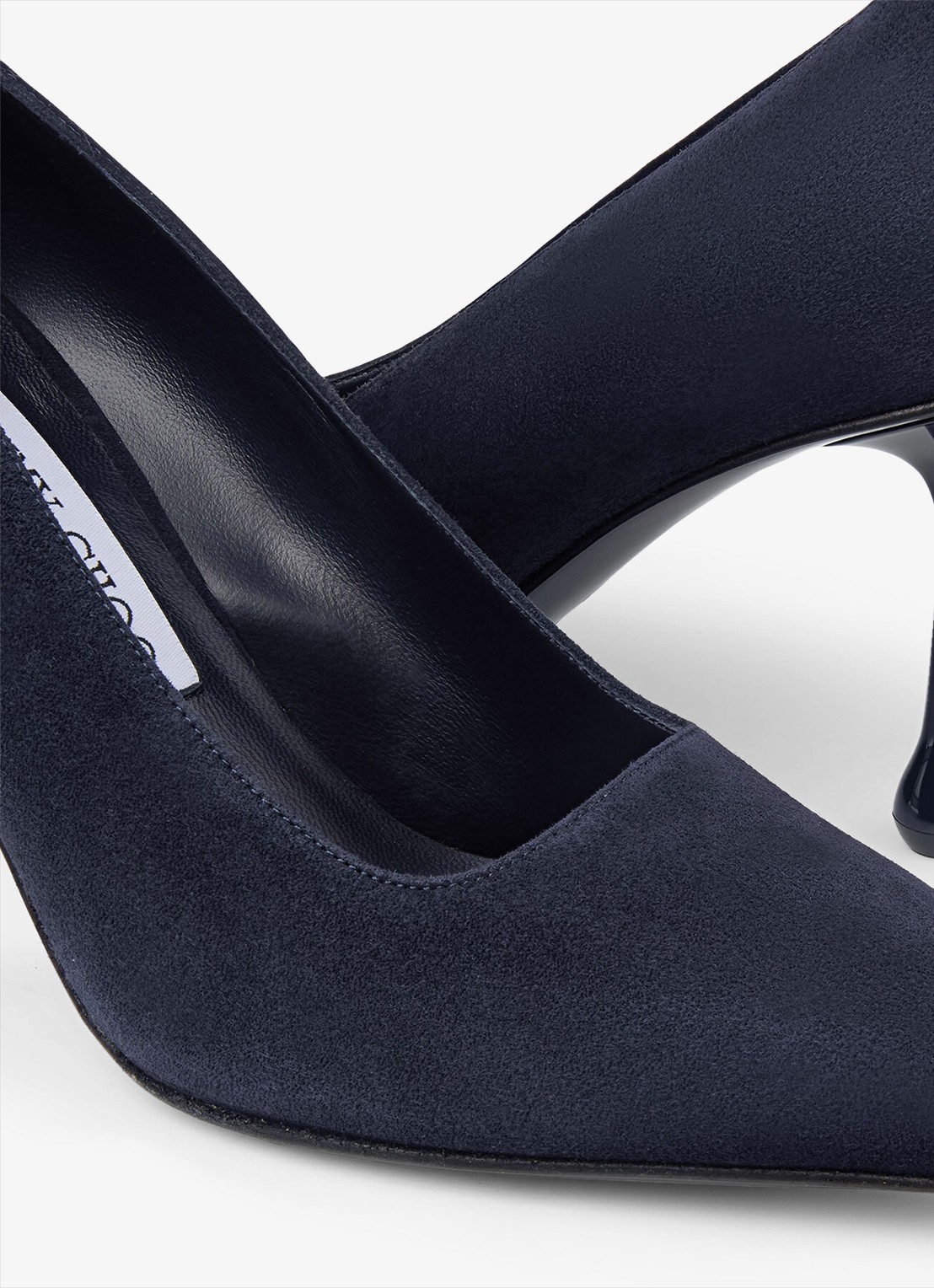 Jimmy Choo Ixia 80 pump van geitensuède - detail 5 donkerblauw