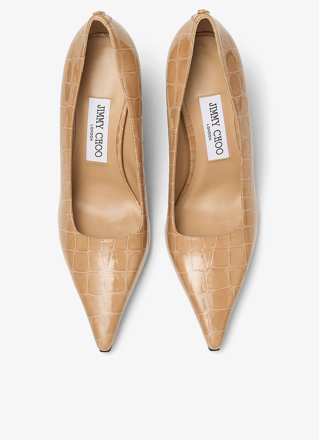 Jimmy Choo Ixia 80 pump van kalfsleer met crocostructuur - detail beige