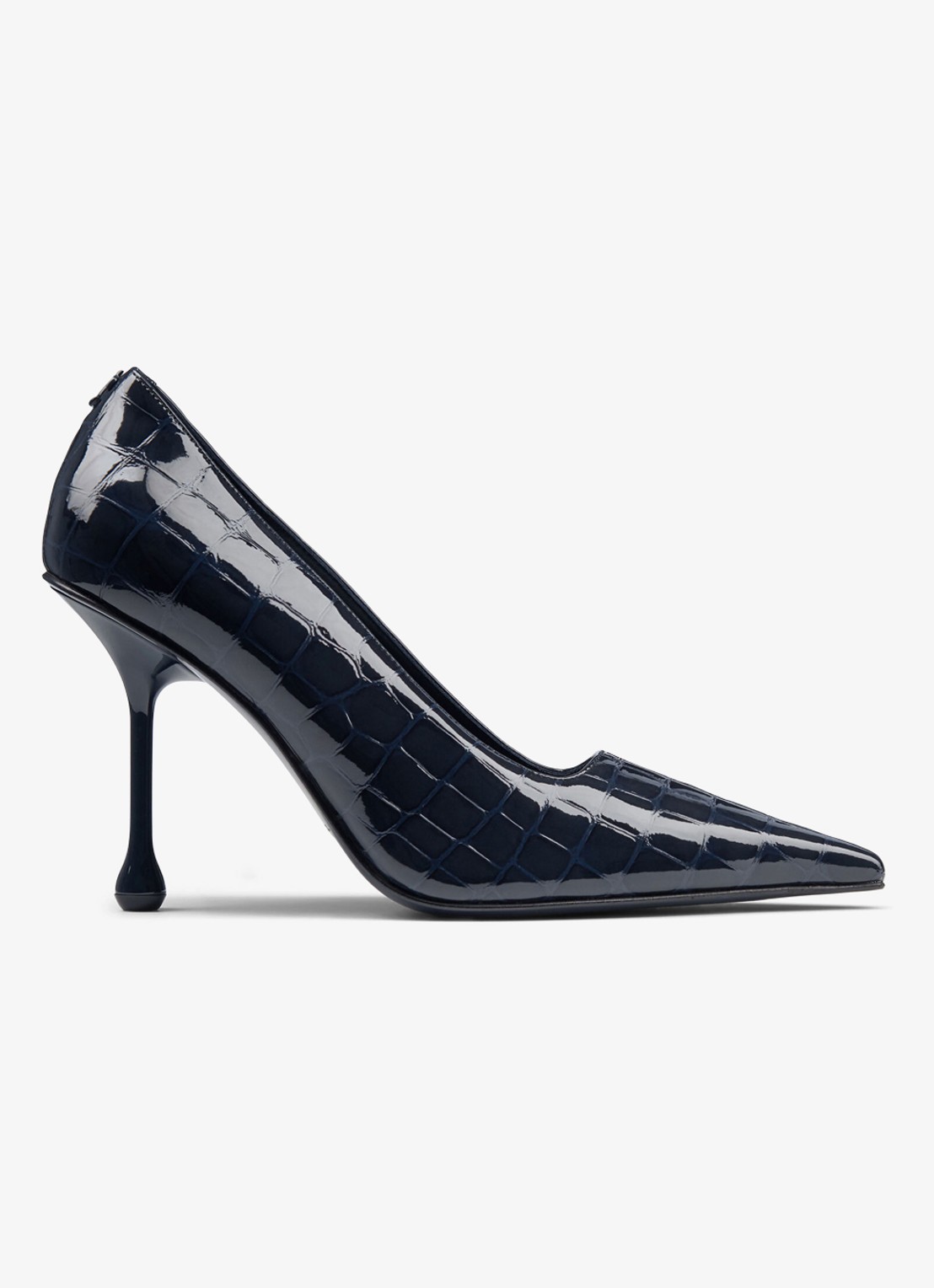Jimmy Choo Ixia 95 pump van kalfsleer met crocostructuur - voorkant 2 donkerblauw