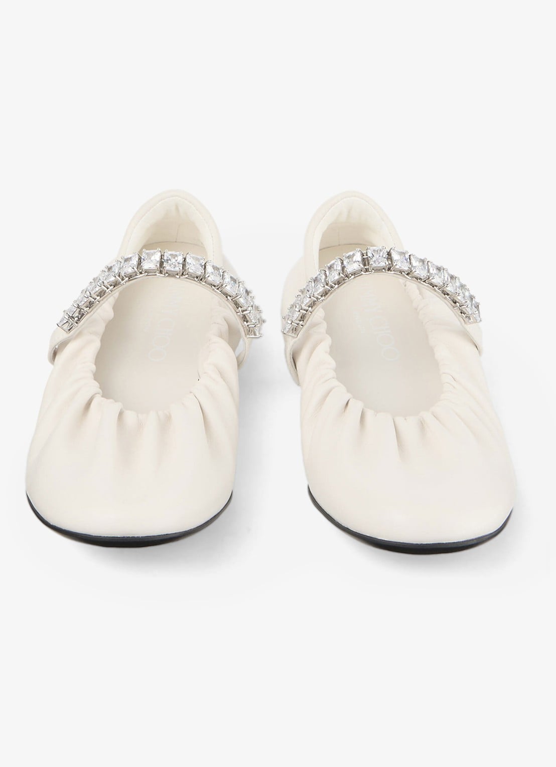 Jimmy Choo Jade ballerina van leer - detail 5 gebroken wit