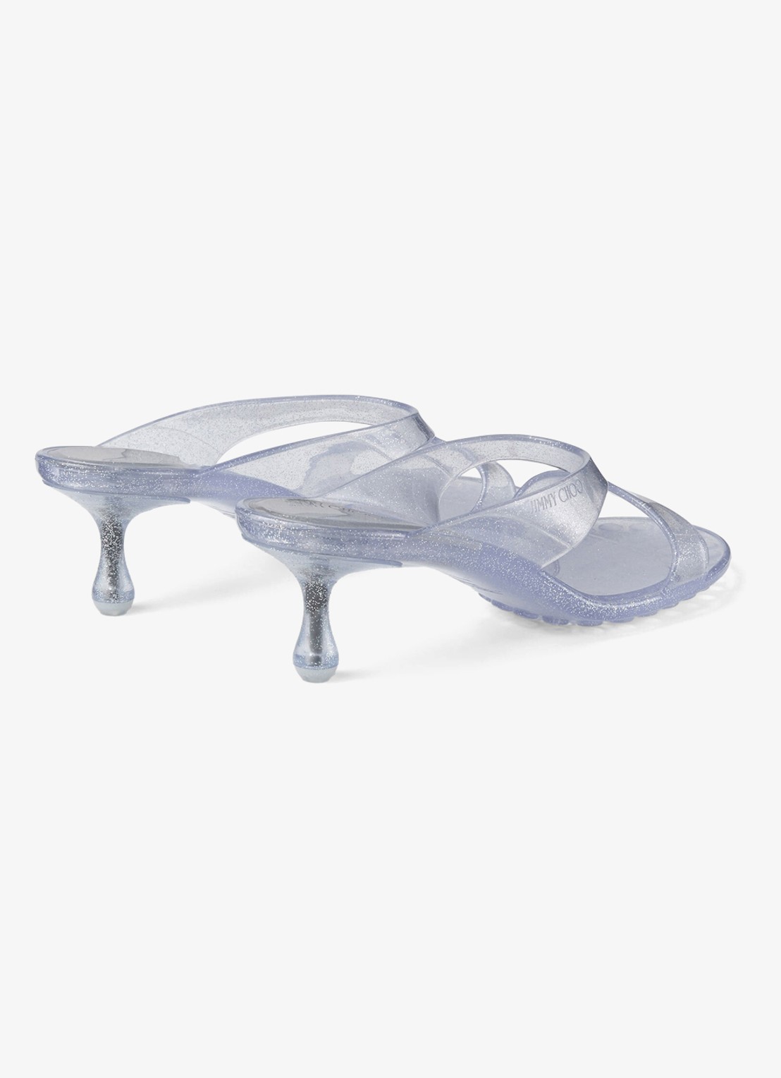 Jimmy Choo Jelly Drop 50 muiltje van rubber met glitter - achterkant 4 zilver