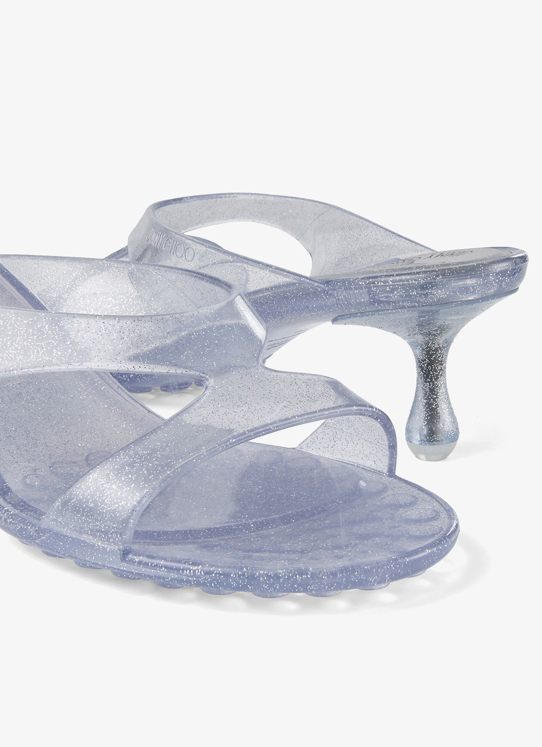 Jimmy Choo Jelly Drop 50 muiltje van rubber met glitter - detail 3 zilver