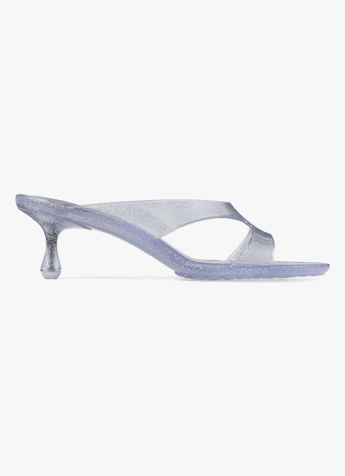 Jimmy Choo Jelly Drop 50 muiltje van rubber met glitter - voorkant 5 zilver