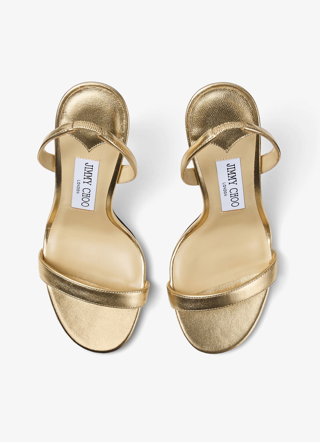 Jimmy Choo Jenn 100 sandalette van lamsleer met metallic finish - detail 2 goud