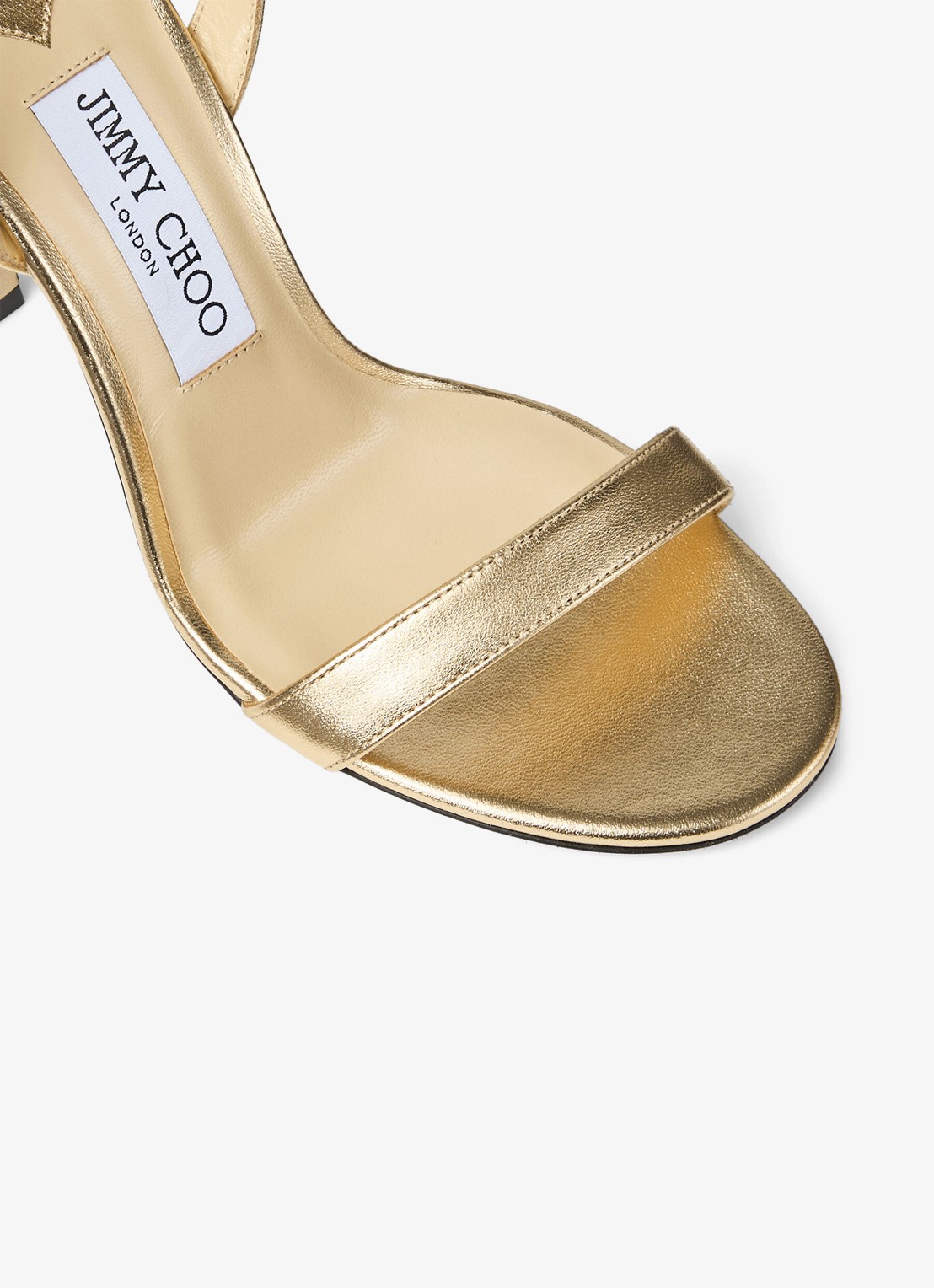 Jimmy Choo Jenn 100 sandalette van lamsleer met metallic finish - detail 3 goud