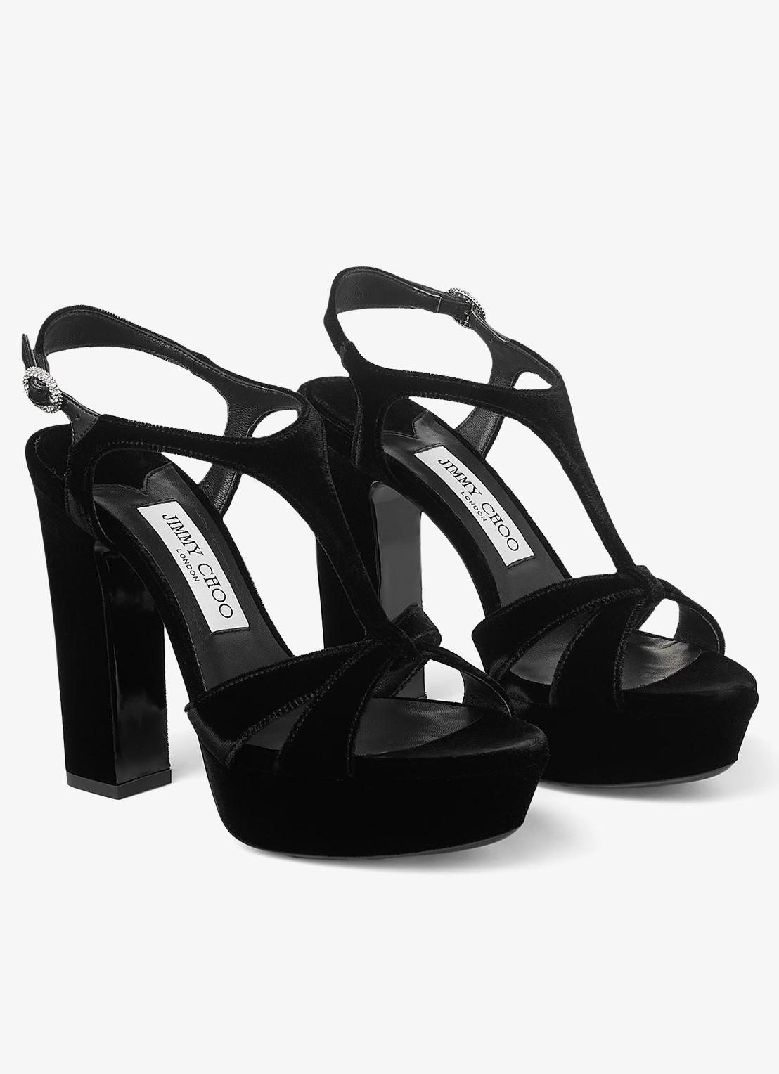 Jimmy Choo Kesia 120 sandalette van fluweel - voorkant 5 zwart