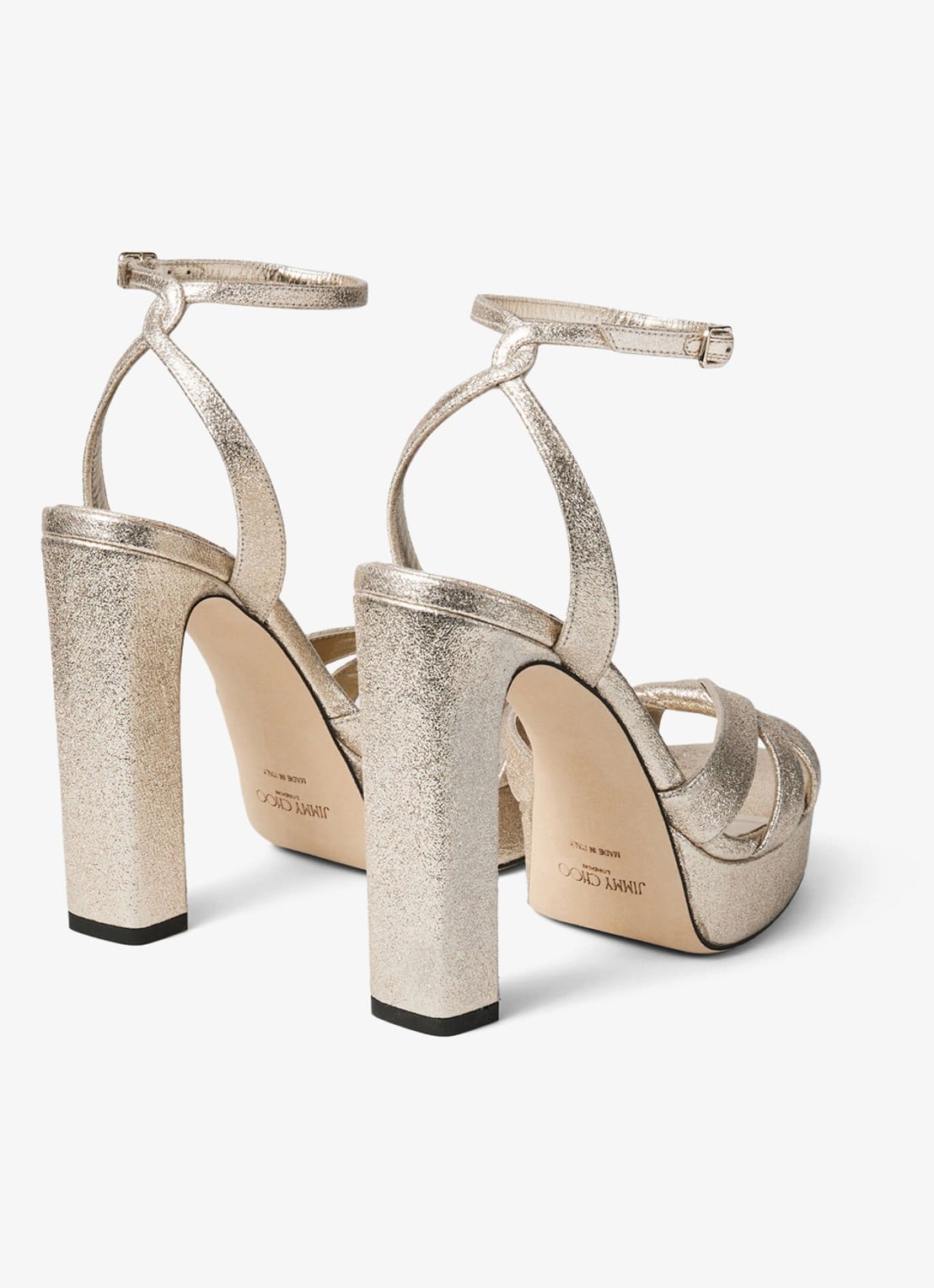 Jimmy Choo Kove 120 sandalette met metallic finish - achterkant 3 goud