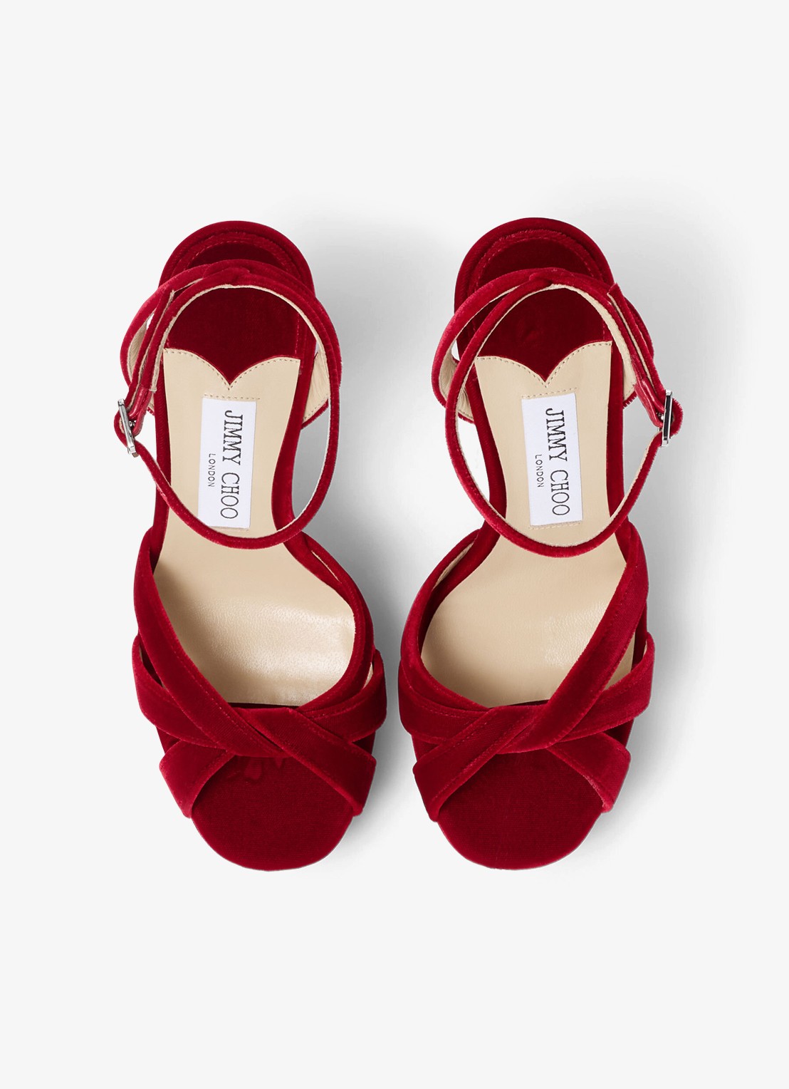 Jimmy Choo Kove 120 sandalette van fluweel - detail rood