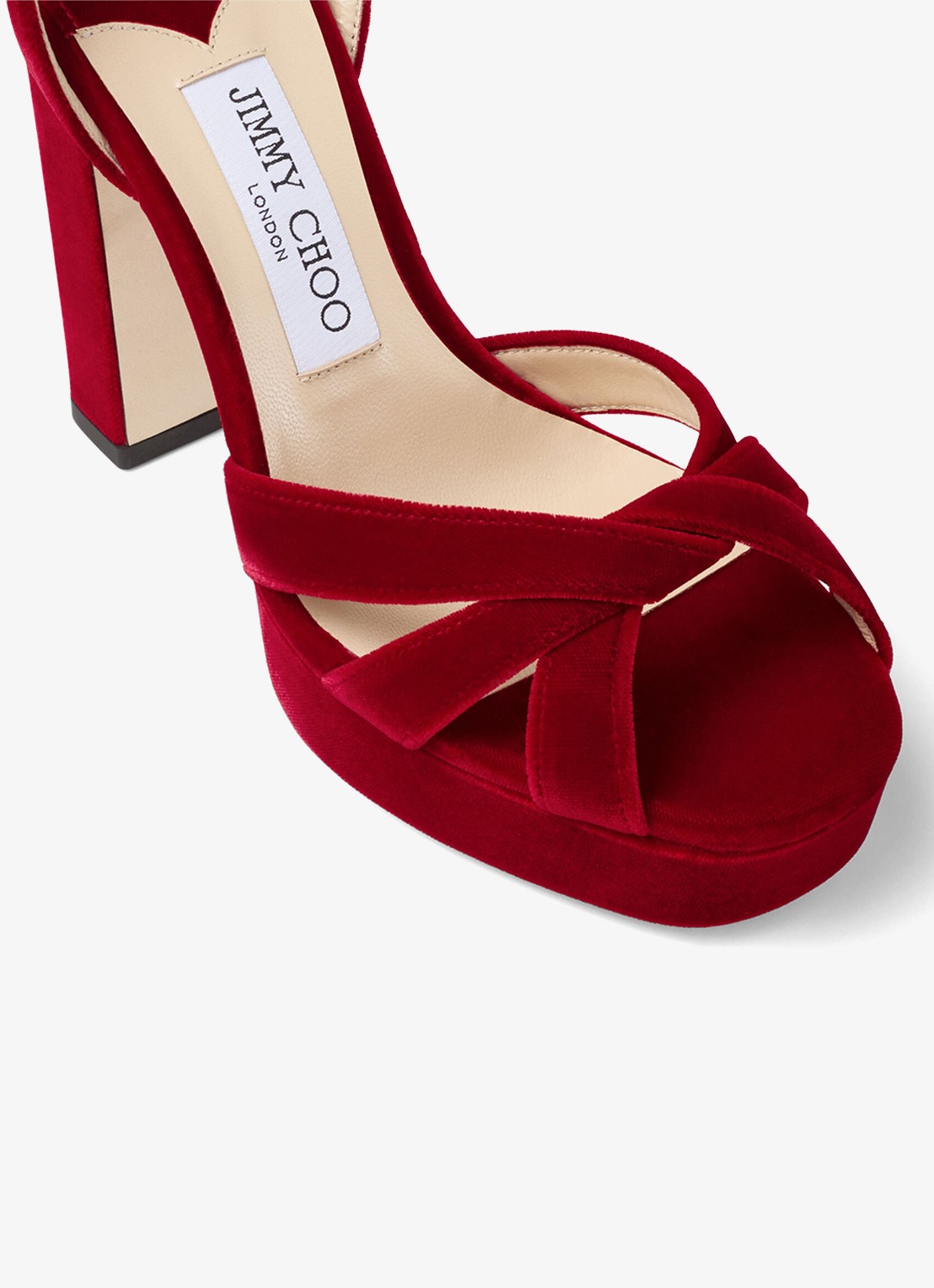 Jimmy Choo Kove 120 sandalette van fluweel - detail 2 rood