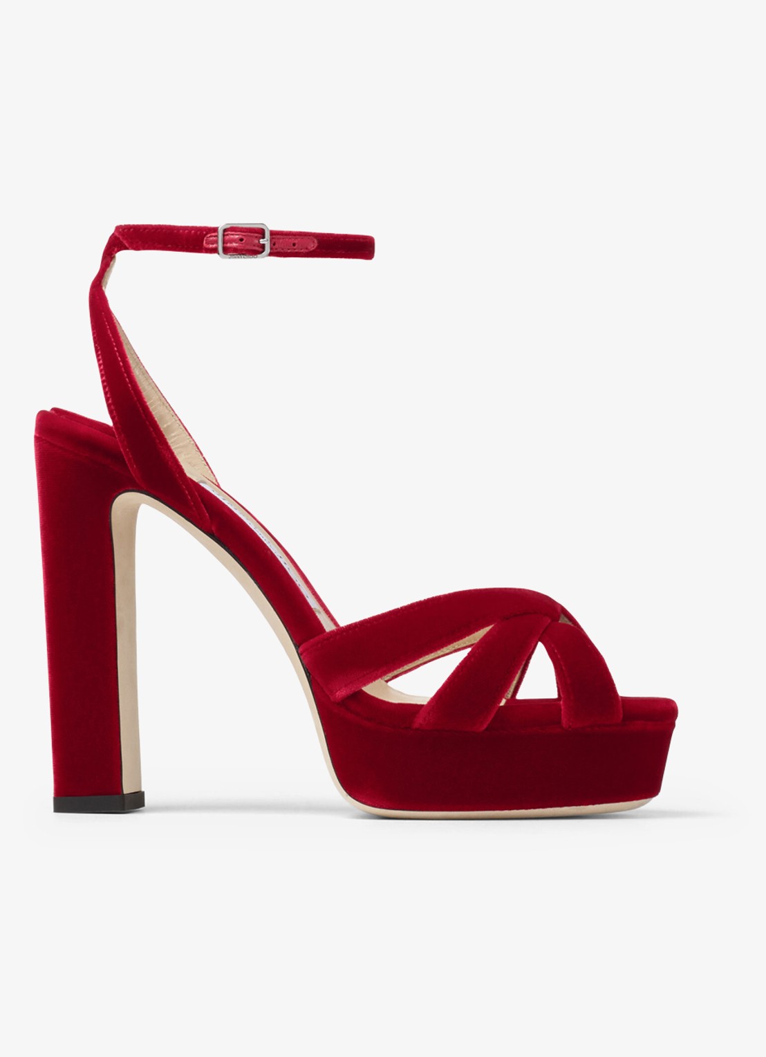 Jimmy Choo Kove 120 sandalette van fluweel - voorkant 4 rood