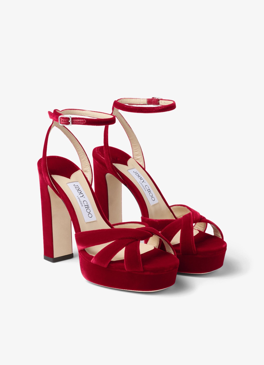 Jimmy Choo Kove 120 sandalette van fluweel - voorkant 5 rood