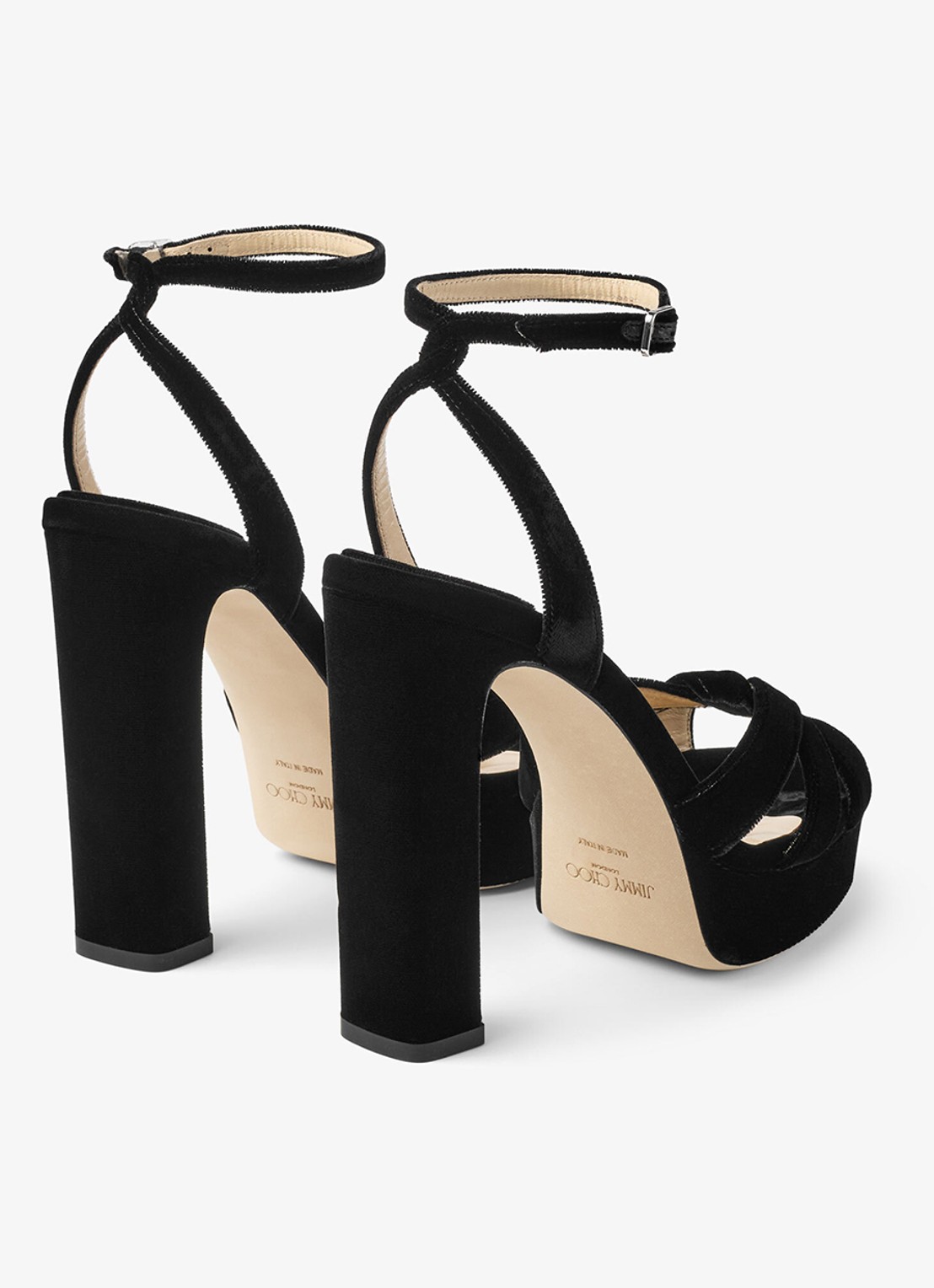 Jimmy Choo Kove 120 sandalette van fluweel - achterkant 3 zwart