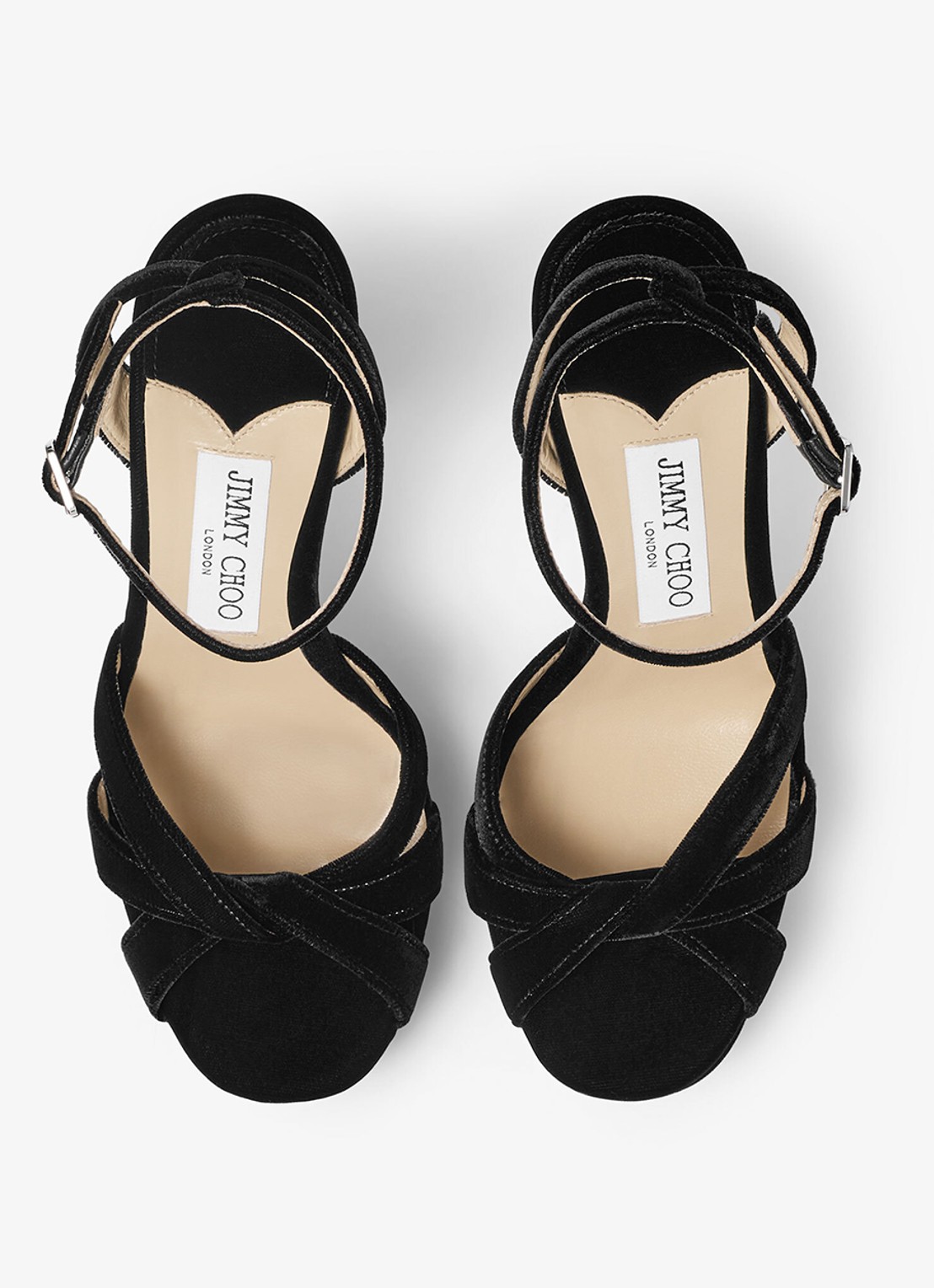 Jimmy Choo Kove 120 sandalette van fluweel - detail zwart