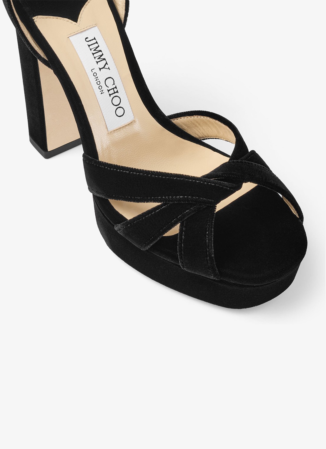 Jimmy Choo Kove 120 sandalette van fluweel - detail 2 zwart