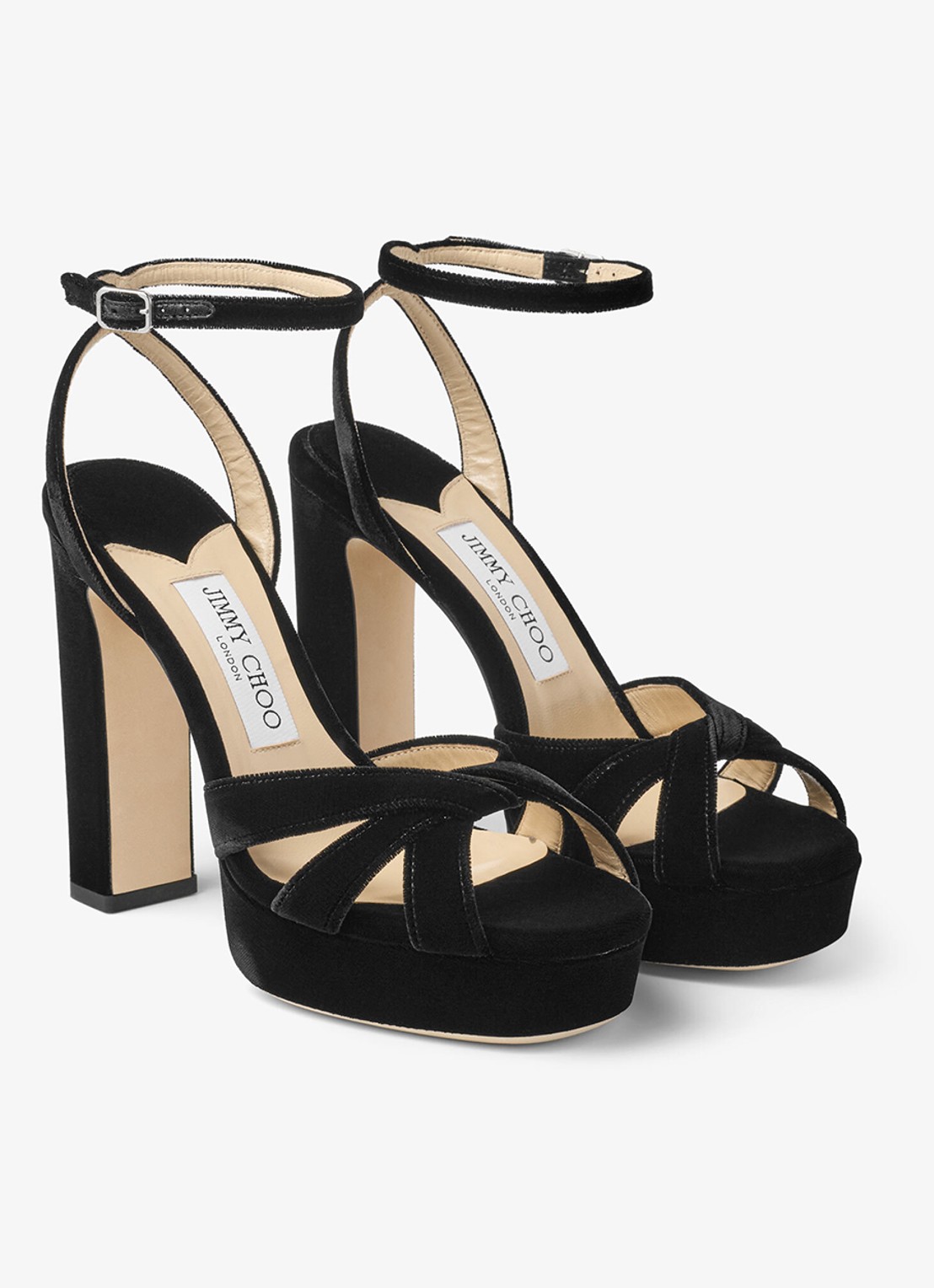 Jimmy Choo Kove 120 sandalette van fluweel - voorkant 5 zwart