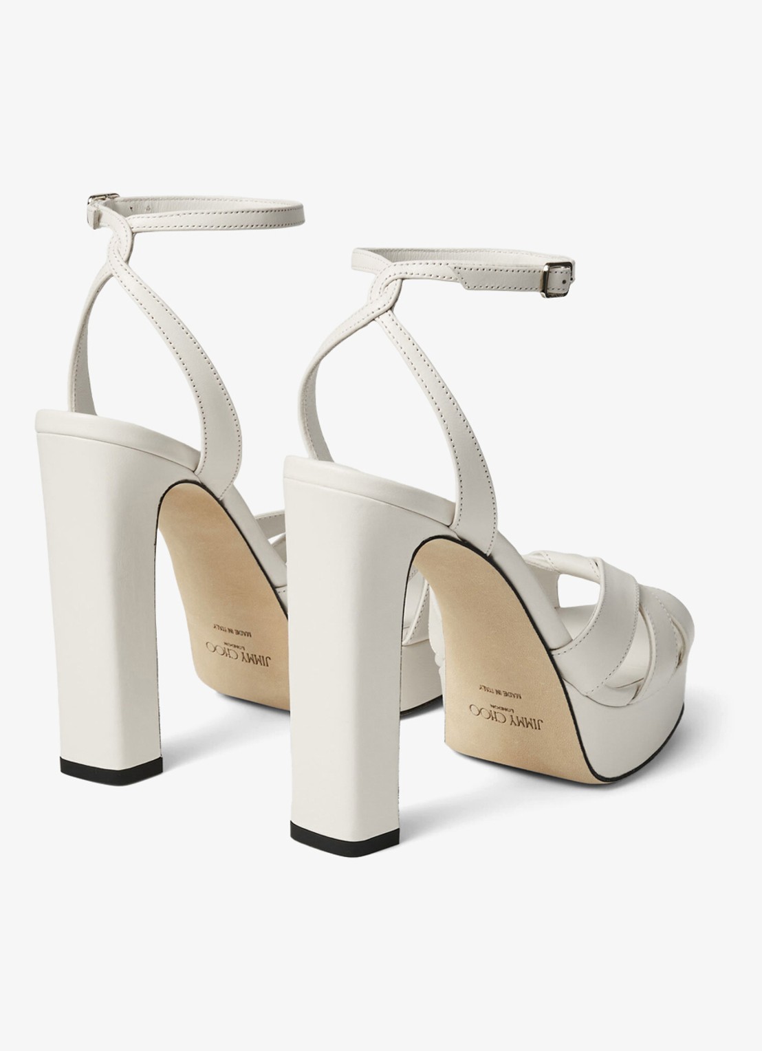 Jimmy Choo Kove 120 sandalette van lamsleer - achterkant 3 gebroken wit