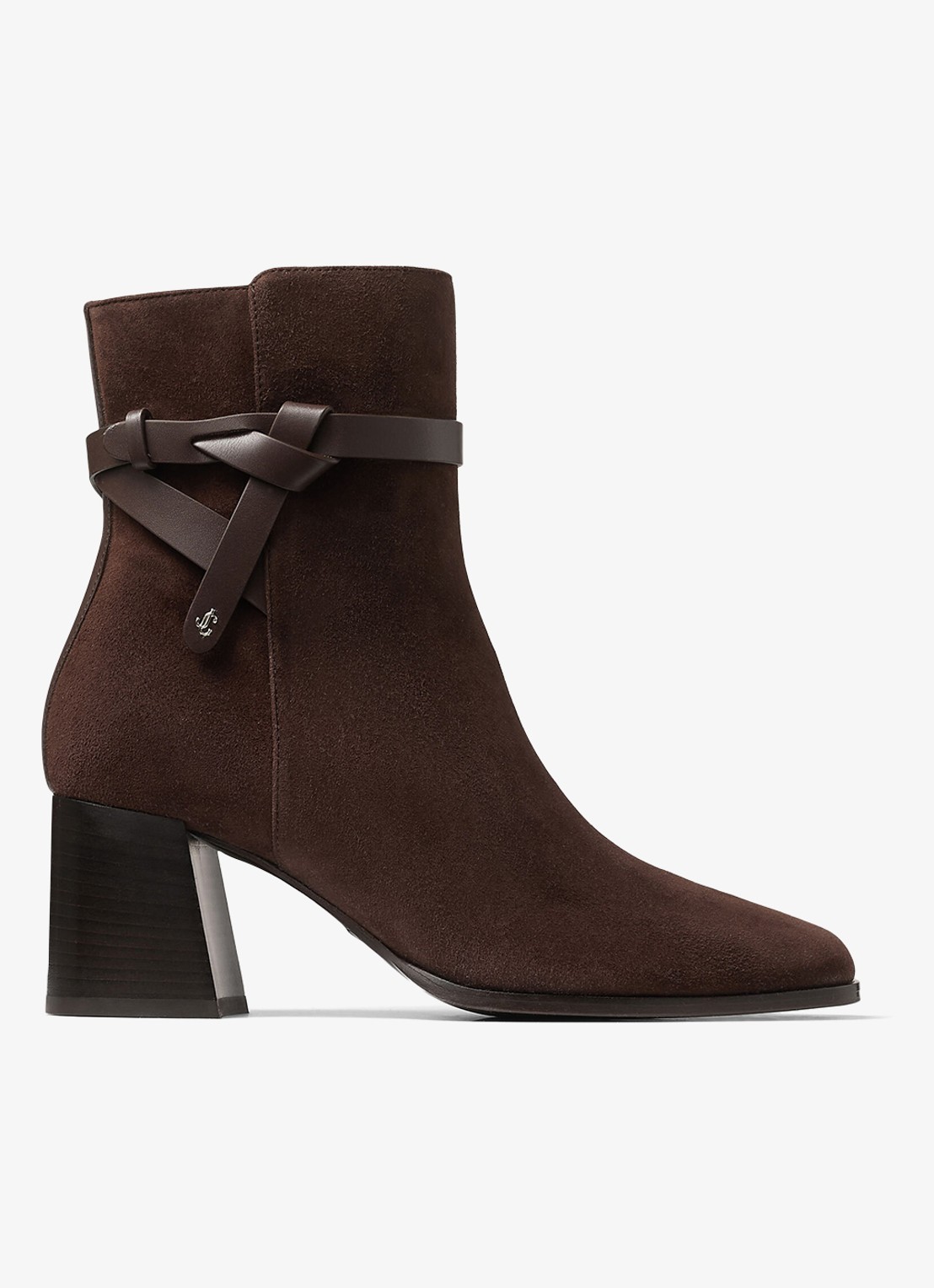 Jimmy Choo Lawton 65 enkellaarsje van geitensuède - voorkant 2 donkerbruin