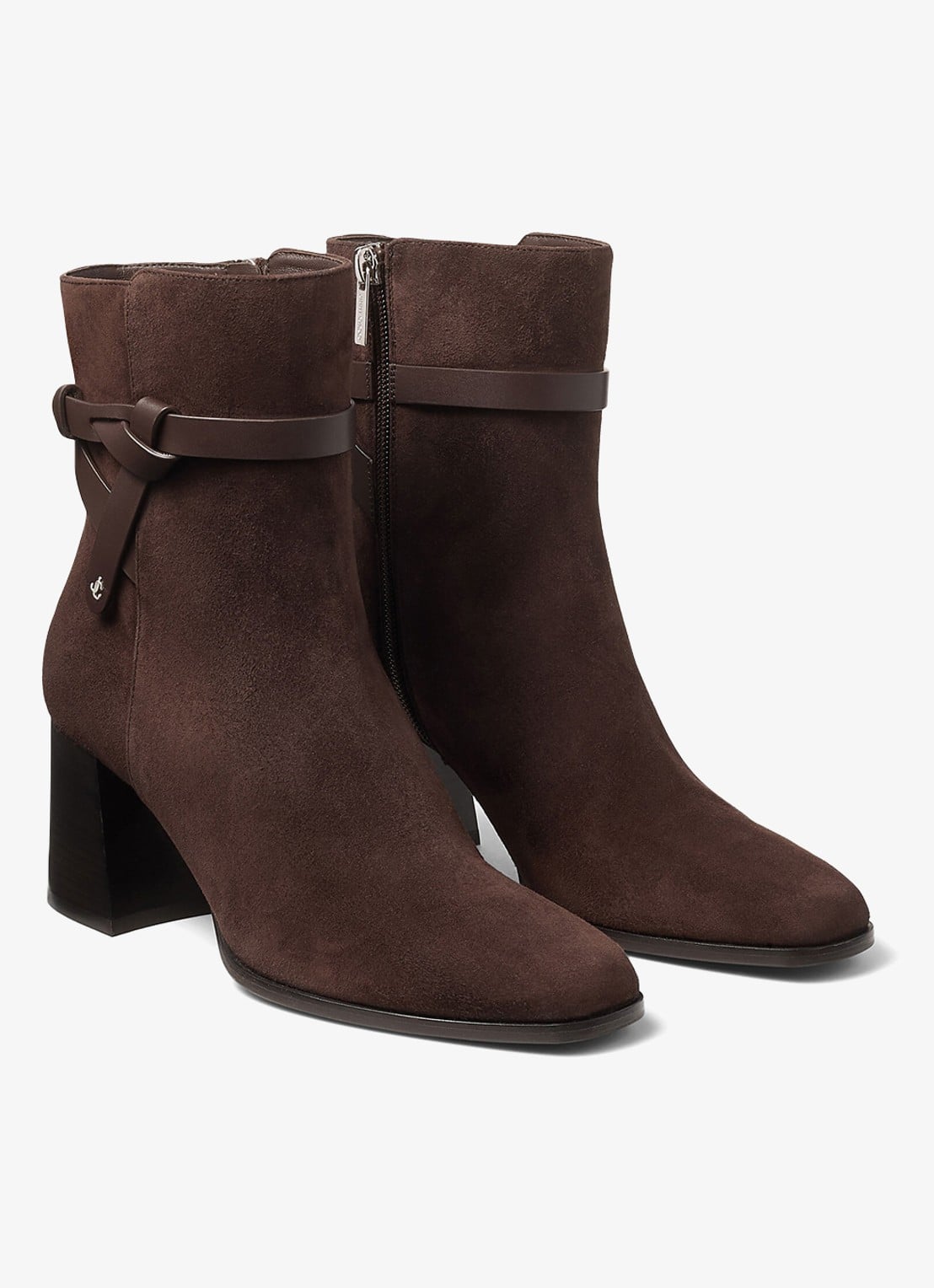 Jimmy Choo Lawton 65 enkellaarsje van geitensuède - voorkant 3 donkerbruin