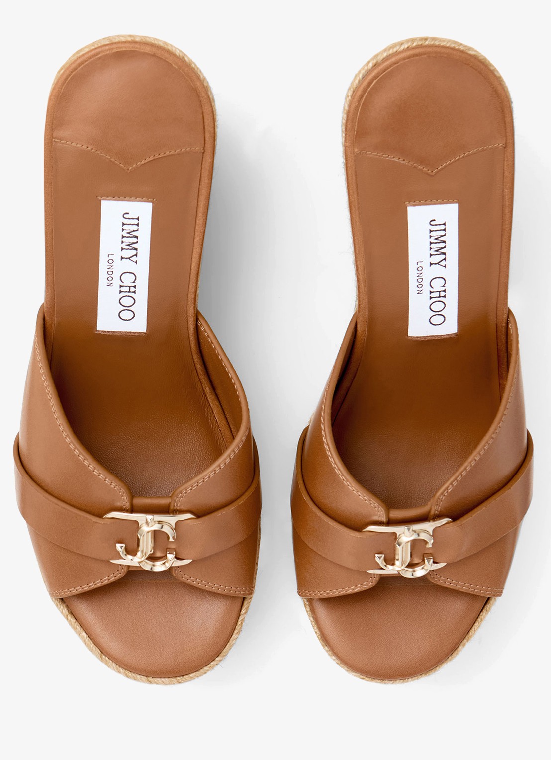 Jimmy Choo Leda Wedge 100 sleehak van kalfsleer - detail bruin