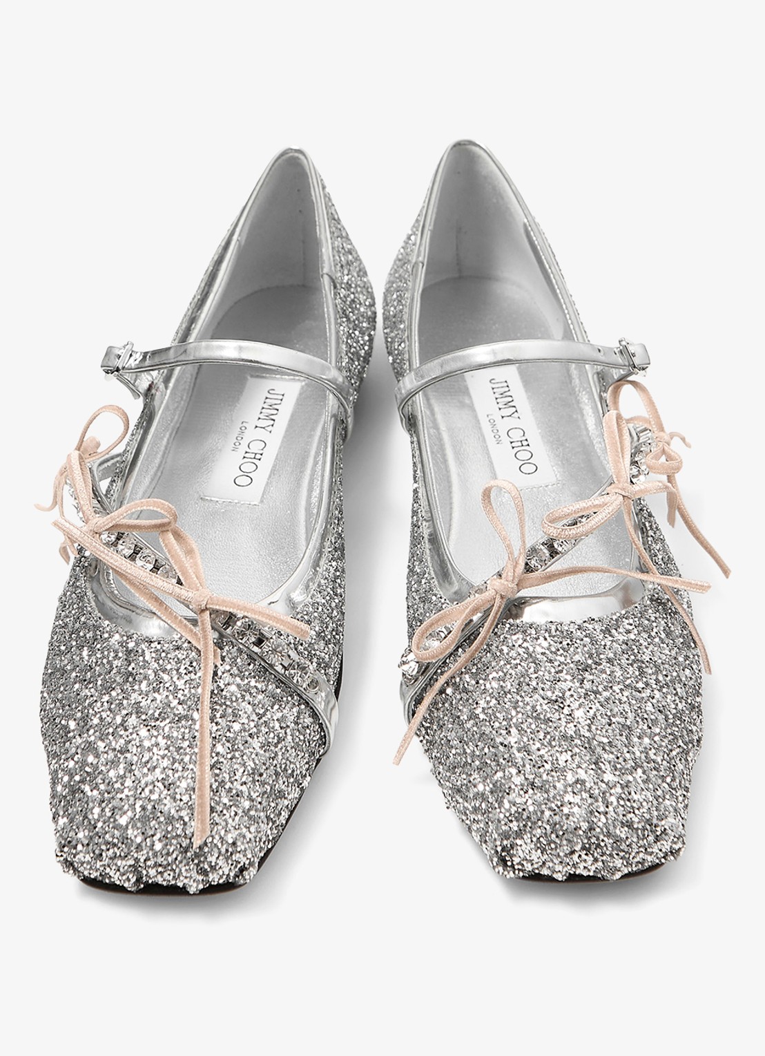 Jimmy Choo Loli ballerina met leren details en glitter - detail 3 zilver