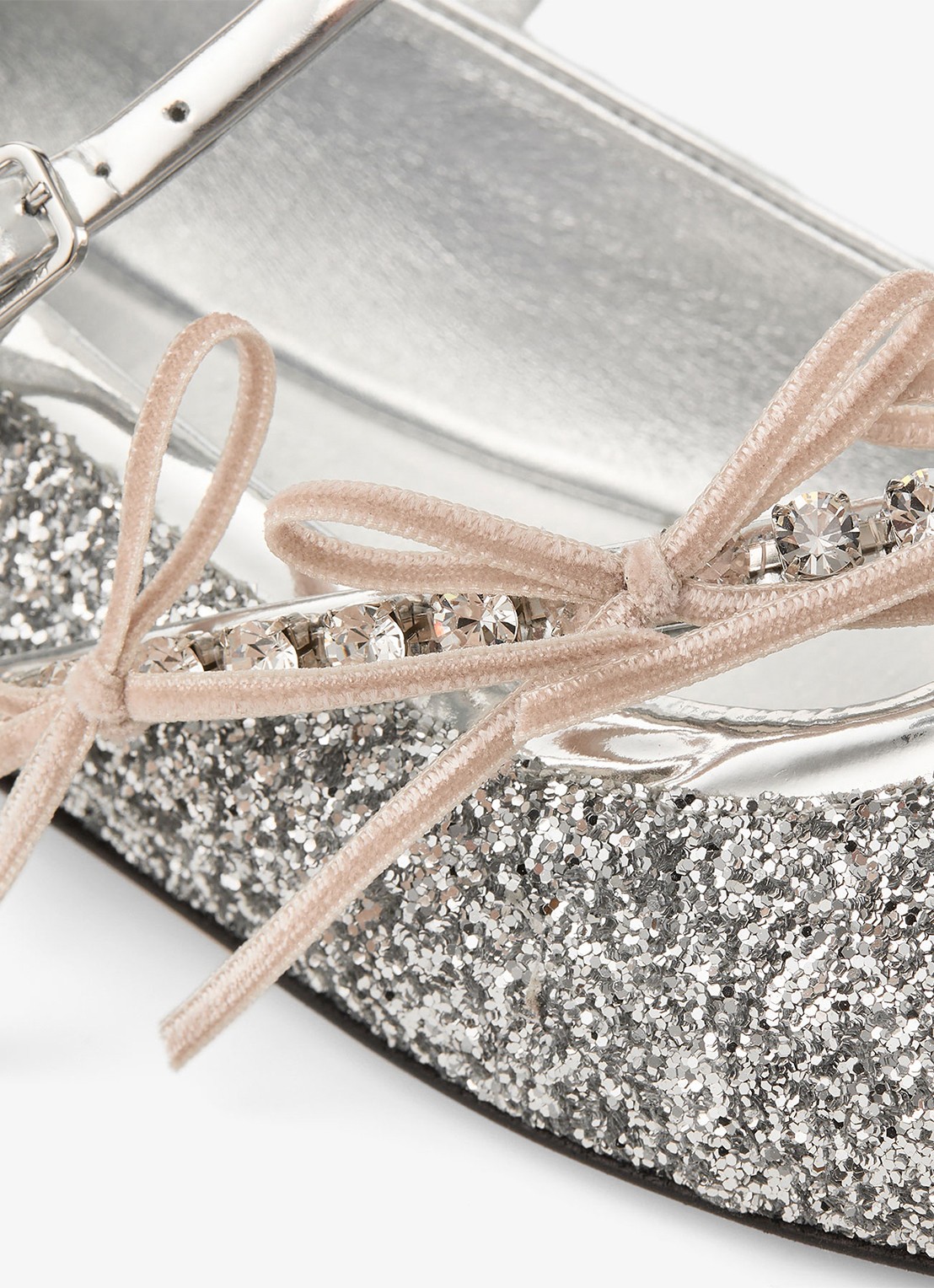 Jimmy Choo Loli ballerina met leren details en glitter - detail 4 zilver