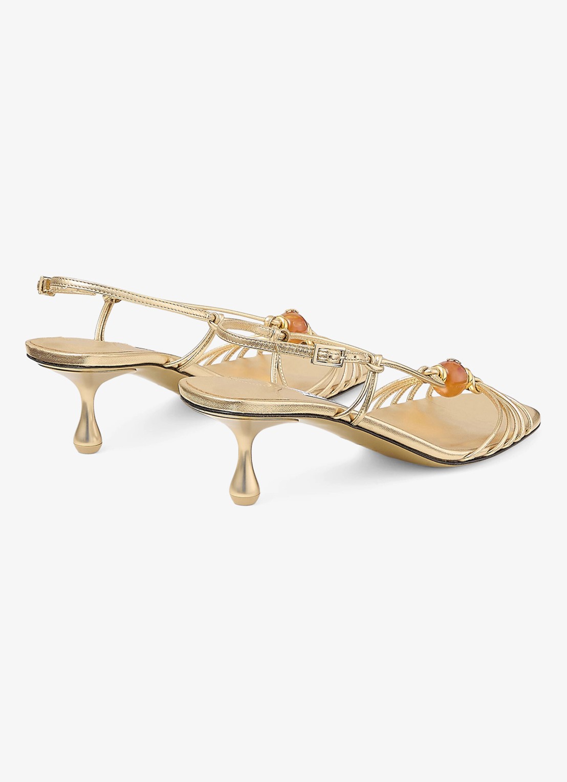 Jimmy Choo Lova 50 sandalette van lamsleer met metallic finish - achterkant goud