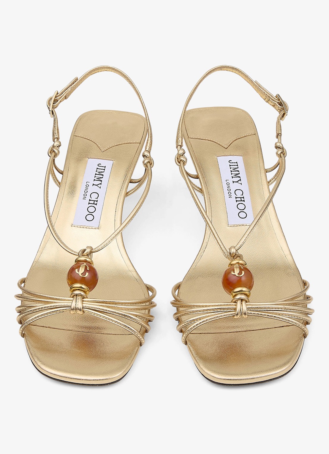 Jimmy Choo Lova 50 sandalette van lamsleer met metallic finish - detail 4 goud