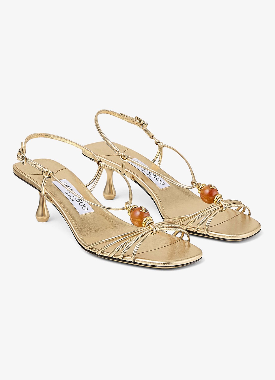 Jimmy Choo Lova 50 sandalette van lamsleer met metallic finish - voorkant 5 goud