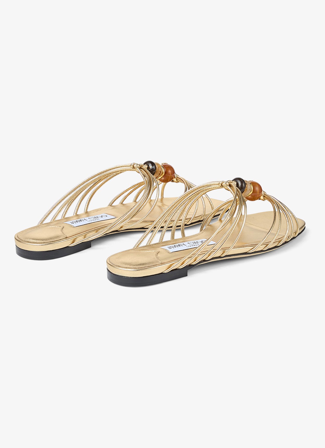 Jimmy Choo Lova slipper van lamsleer met metallic finish - achterkant 4 goud