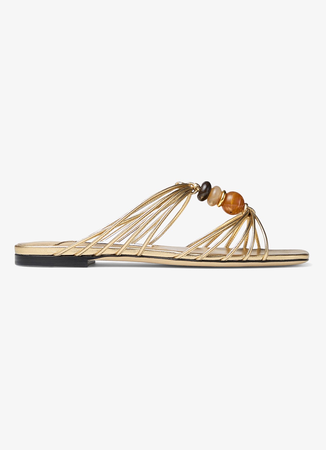 Jimmy Choo Lova slipper van lamsleer met metallic finish - voorkant 5 goud