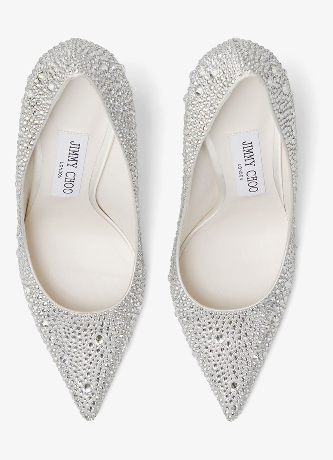 Jimmy Choo Love 100 pump van satijn met strass - detail zilver