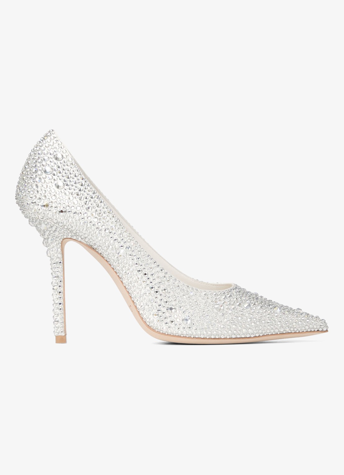 Jimmy Choo Love 100 pump van satijn met strass - voorkant 4 zilver