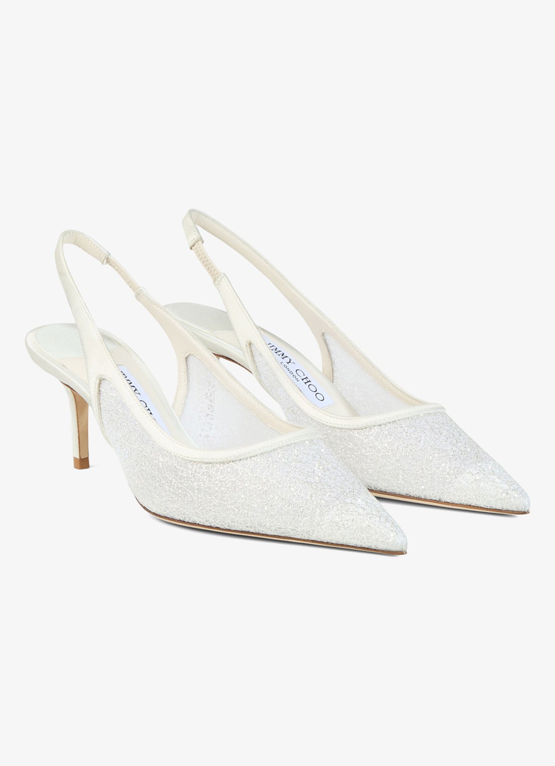 Jimmy Choo Love 65 slingback met glitter - detail 2 wit